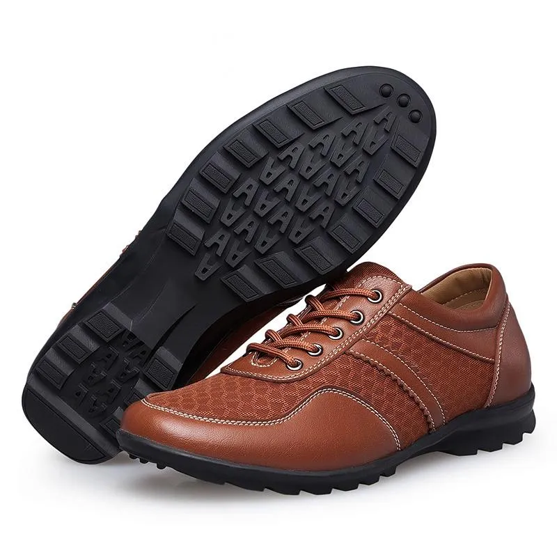 Men's Leather Breathable Flats | Plus Size