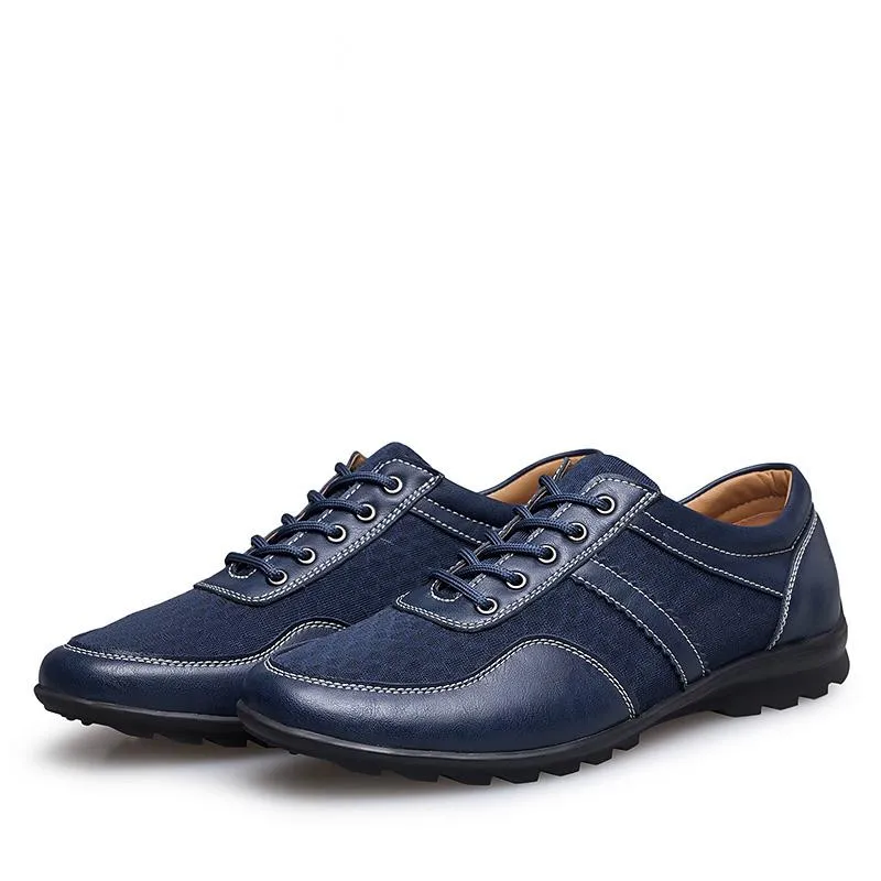 Men's Leather Breathable Flats | Plus Size