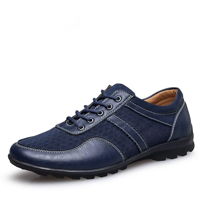 Men's Leather Breathable Flats | Plus Size