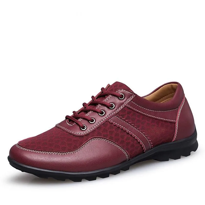 Men's Leather Breathable Flats | Plus Size