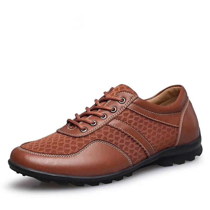 Men's Leather Breathable Flats | Plus Size