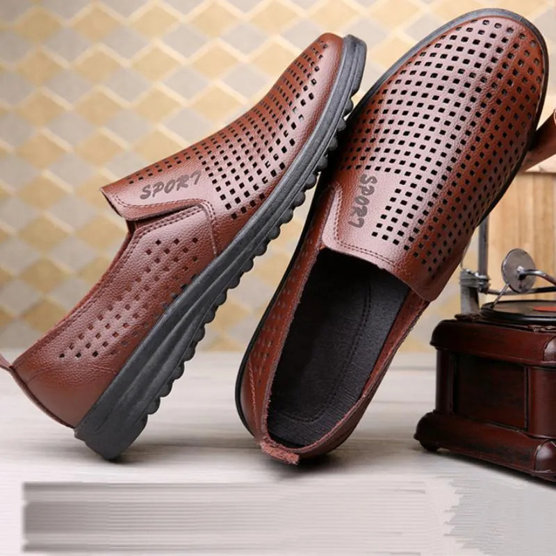 Men's Summer Casual Genuine Leather Breathable Shoes