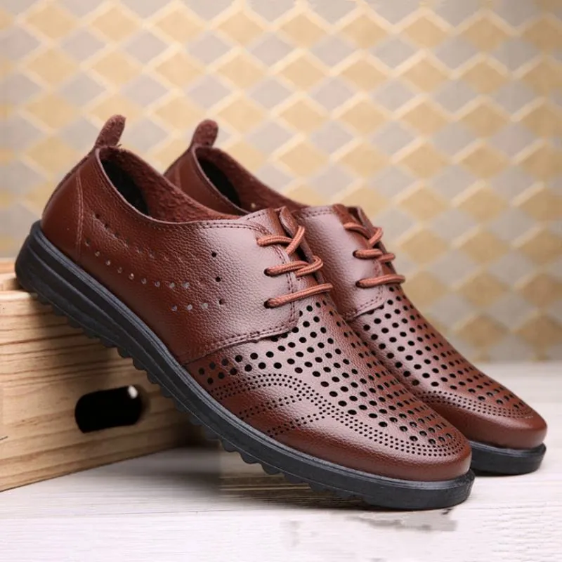 Men's Summer Casual Genuine Leather Breathable Shoes