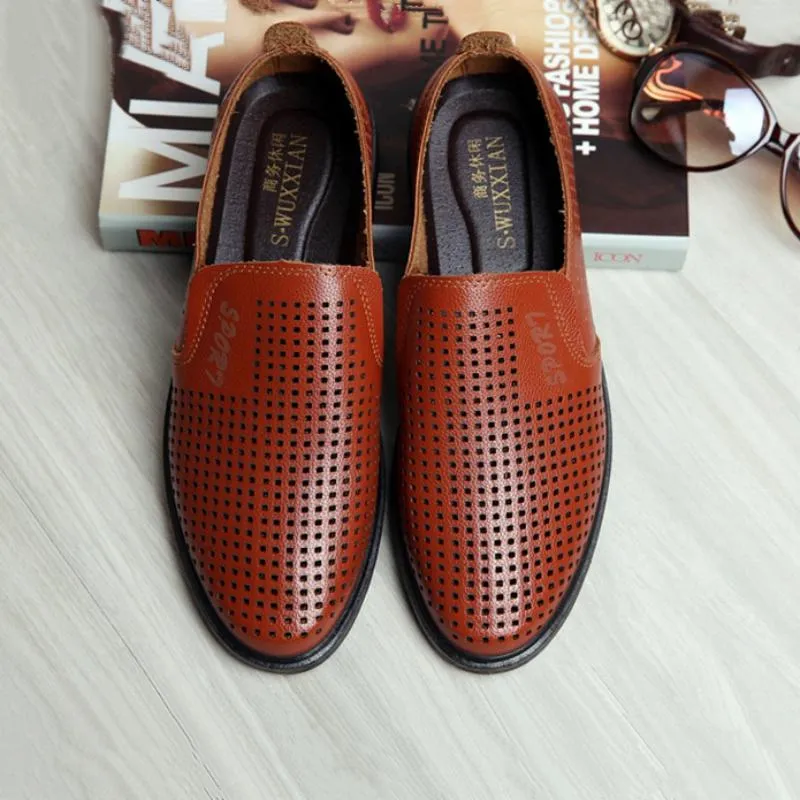 Men's Summer Casual Genuine Leather Breathable Shoes