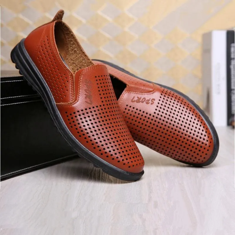 Men's Summer Casual Genuine Leather Breathable Shoes