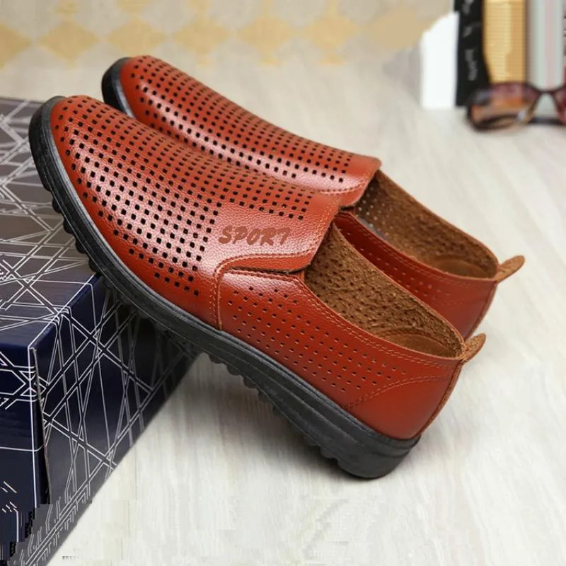 Men's Summer Casual Genuine Leather Breathable Shoes