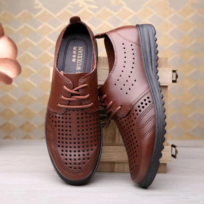 Men's Summer Casual Genuine Leather Breathable Shoes