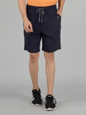 Navy Blue Solid Regular Fit Shorts | JadeBlue