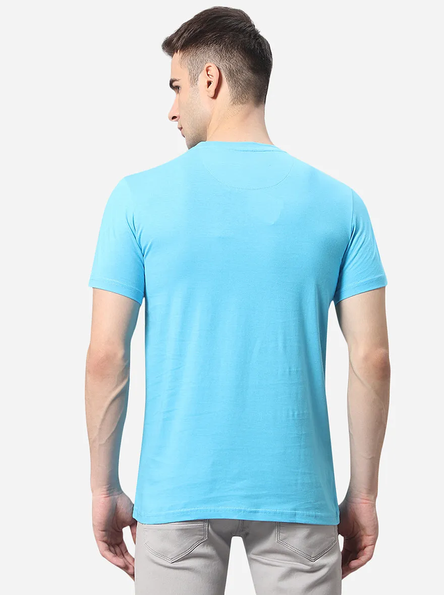 Rivera Blue Solid Slim Fit T-Shirt | JadeBlue