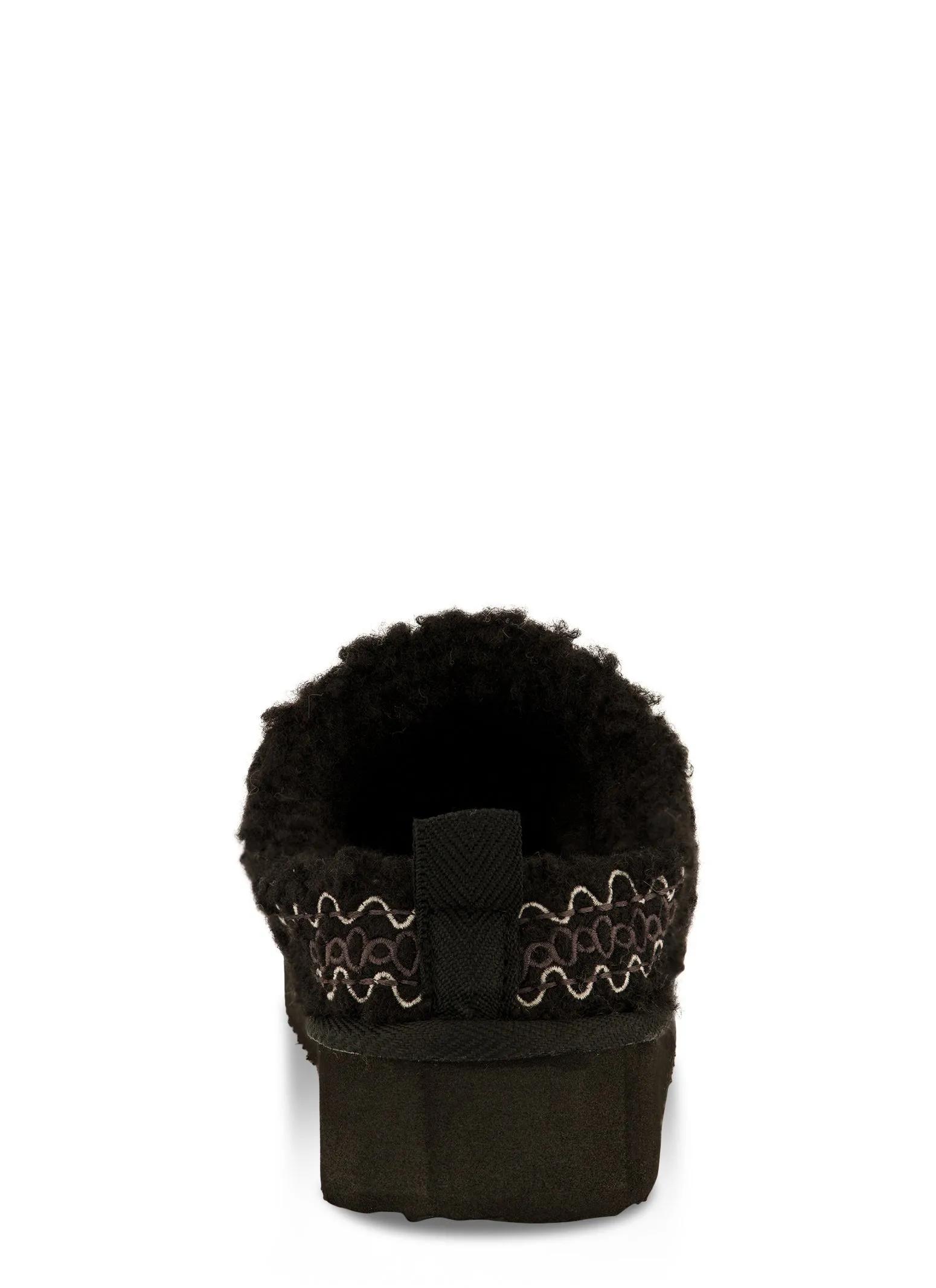 Sherpa Embroidered Detail Platform Clogs