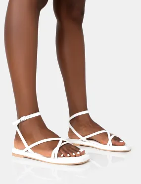 Soul White PU Strappy Padded Flat Sandals