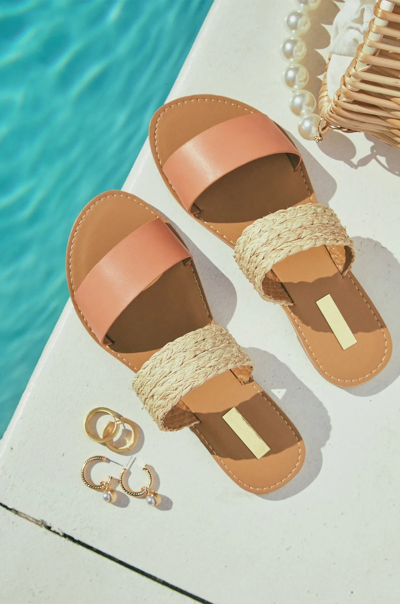 Spring Breaker Flat Slip On Sandals - Coral