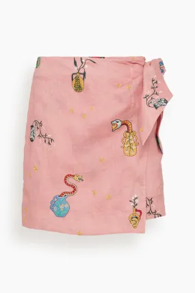 Timmy Embroidered Sarong Skirt in Pink