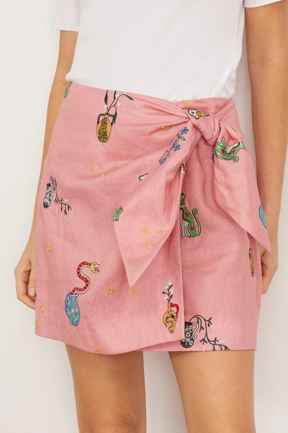 Timmy Embroidered Sarong Skirt in Pink