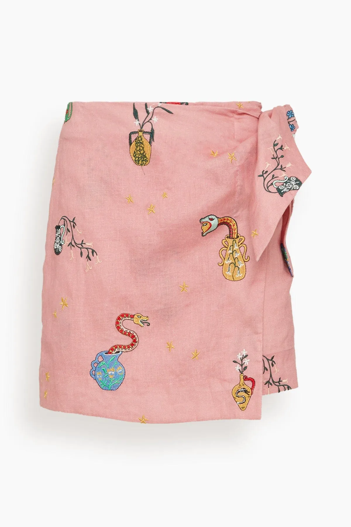 Timmy Embroidered Sarong Skirt in Pink