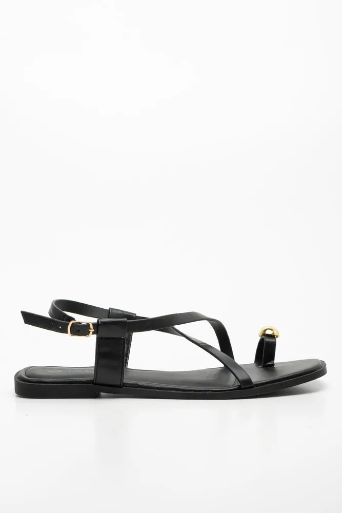 Toe Post Strappy Sandal Black