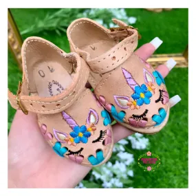 Unicorn - Pastel Embroidered Flats