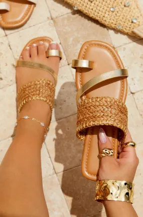 Vacay Approved Slip On Sandals - Gold