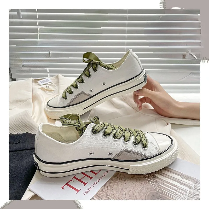 White Sneakers Women   Flat Canvas Shoes Women Sport Running Female Vulcanized Shoes Casual Sneakers Stitching Canvas Shoes